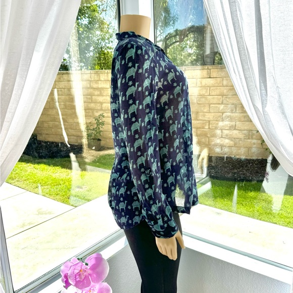Blue XS Camel Print Button Blouse Shirt Hei Hei Anthropologie Arabian Nights Top - Picture 4 of 9